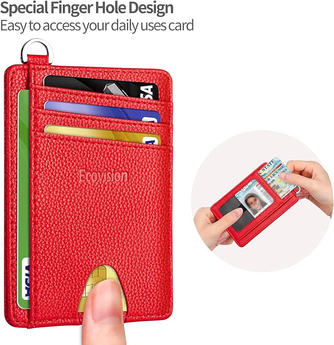 Slim Minimalist Front Pocket Wallet, RFID Blocking Credit Card Holder Wallet with Detachable D-Shackle for Men Women - Image 6