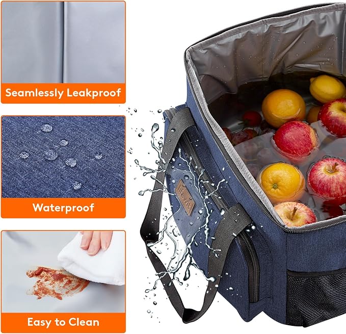 Lifewit Large Lunch Bag, Insulated Lunch Box, Soft Cooler Cooling Tote for Adult Men Women, Dark Blue 40-Can (24L) - Image 4