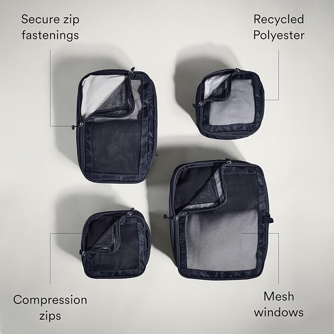 ANTLER - Compression Packing Cubes for Travel, Luggage Organiser for Suitcases or Bags, Travel Accessories, Set of 4, Navy Blue - Image 4