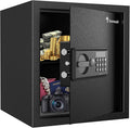 Bonsaii 1.2 Cu. Ft. Security Safe Box, Keypad Lock, Spare Keys & USB Port | Heavy-duty SPHC steel ensures high security for cash, jewelry, and documents. Features passcode, keys, USB Type-C by bonsaii