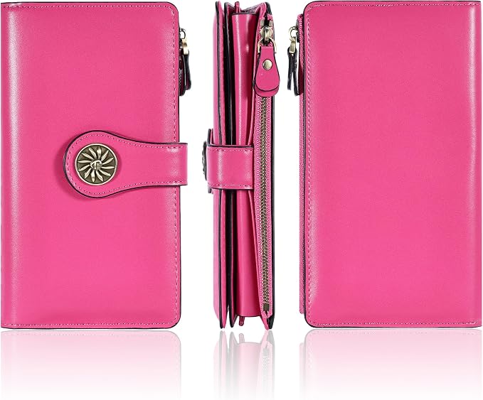 Travelambo Women's Wallet RFID Blocking Trifold Clutch Large Capacity Credit Card Holder Travel Purse - Image 7