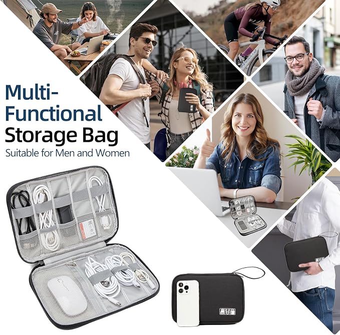 Cable Organizer Bag, Electronics Case for Cords, Chargers & Tech | Organize cables, chargers and power banks with elastic loops, mesh pockets and a slim design for travel. - Image 7