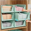 SNSLXH 5 Pack Closet Organizer Basket, Closet Organizers and Storage, Green | Stackable & Foldable Closet Storage Bins for Bathroom Laundry Room Wardrobe Storage, Space-Saving Clothes Drawer Organizer by SNSLXH