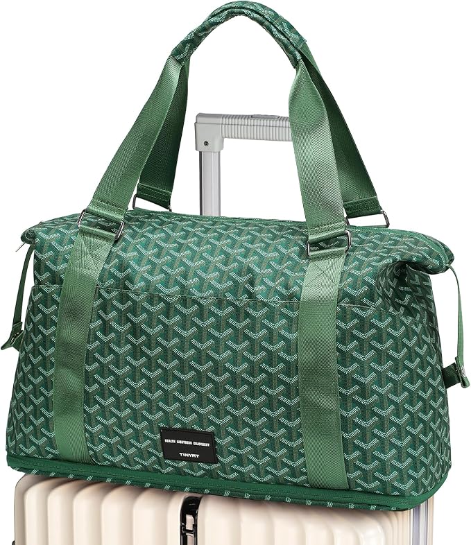 TINYAT Foldable Travel Duffle Bag Expandable Personal Item Travel Bag,32L | Expandable Gym Bag for Women Weekender Carry On Overnight Tote Large Capacity Portable Luggage Bag by TINYAT