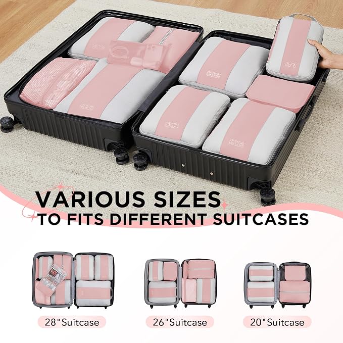 OlarHike 10-Pack Compression Packing Cubes for Travel Essentials,Compressible Expandable Packing Cubes for Suitcase,Luggage Garment Bags for Travel,Handy Helper for Organizing Clothes(Pink) - Image 8