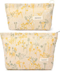 SOIDRAM 2 Pcs Makeup Bag Large Cosmetic Bag Toiletry Bag Makeup Pouch Travel Bag Organizer Cute Makeup Brushes Aesthetic Accessories Storage Bag for Women Wildflower Embroidery by SOIDRAM