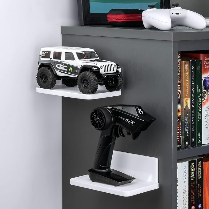 BRAINWAVZ 6.7" Adhesive Floating Wall Shelf for Small Speakers, Deco, Plants, Baby Monitors, Toys, Bathroom, Kitchen & More, Easy to Install, No Screws & Mess, 6.7” x 4.1 (SHELF200-White) - Image 2
