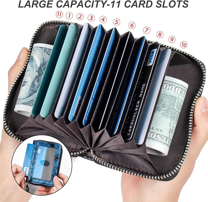 Credit Card Wallet, RFID Card Case Wallet, Zipper Card Cases Holder for Men Women, RFID Blocking, KeyChain Wallet, Compact Size Card Organizer Case for Women - Image 3