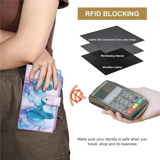 Travelambo RFID Wallet Women Large Size Bifold Multi Card Wallet Case with Zipper Pocke Credit Card Holder for Women - Image 4