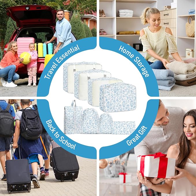 Packing Cubes for Travel - 8 Set Luggage Organizer Bags for Family, Mesh Breathable Packing Cubes for Suitcases Durable Travel Essentials Bags Set - Image 7