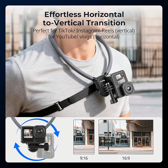 SMALLRIG Neck Mount for Action Camera with Adjustable Chest Strap, 2-Prong Interface Chest Mount for GoPro Hero 13/12/11/10/9, for DJI Osmo 360/Nano/Action 6/5 pro/4/3, for Insta360 Ace Pro 2-5596 - Image 4