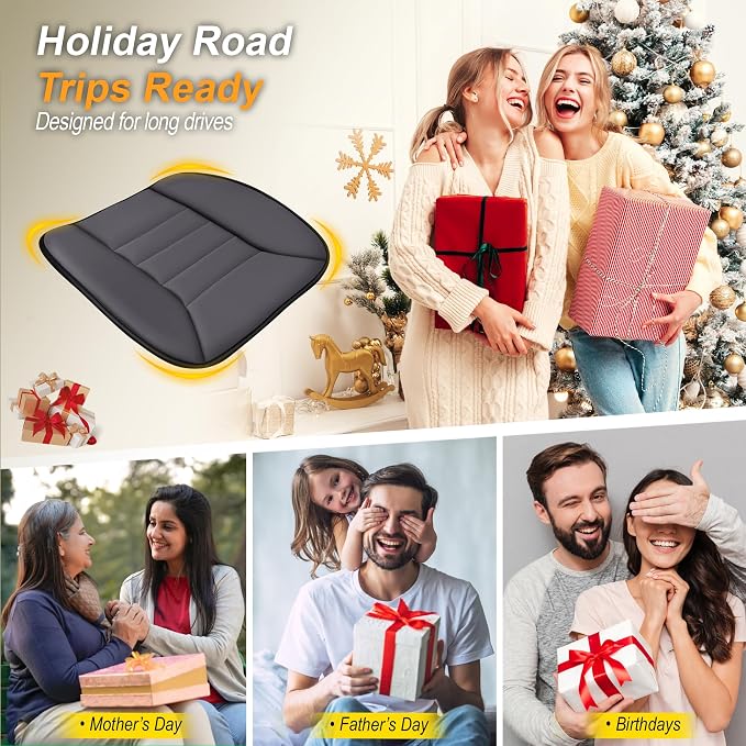 kingphenix 3-Piece Memory Foam Car Seat Cushion Set for Driving Comfort | 2 Front Seat Cushions and 1 Rear Bench Pad, 1.2-Inch Memory Foam, Non-Slip Bottom for Sedan, SUV, Truck and Van, Dark Grey - Image 9