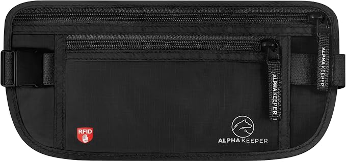 Alpha Keeper Money Belt for Travel Men Women Hidden RFID Passport Holder by Alpha+Keeper