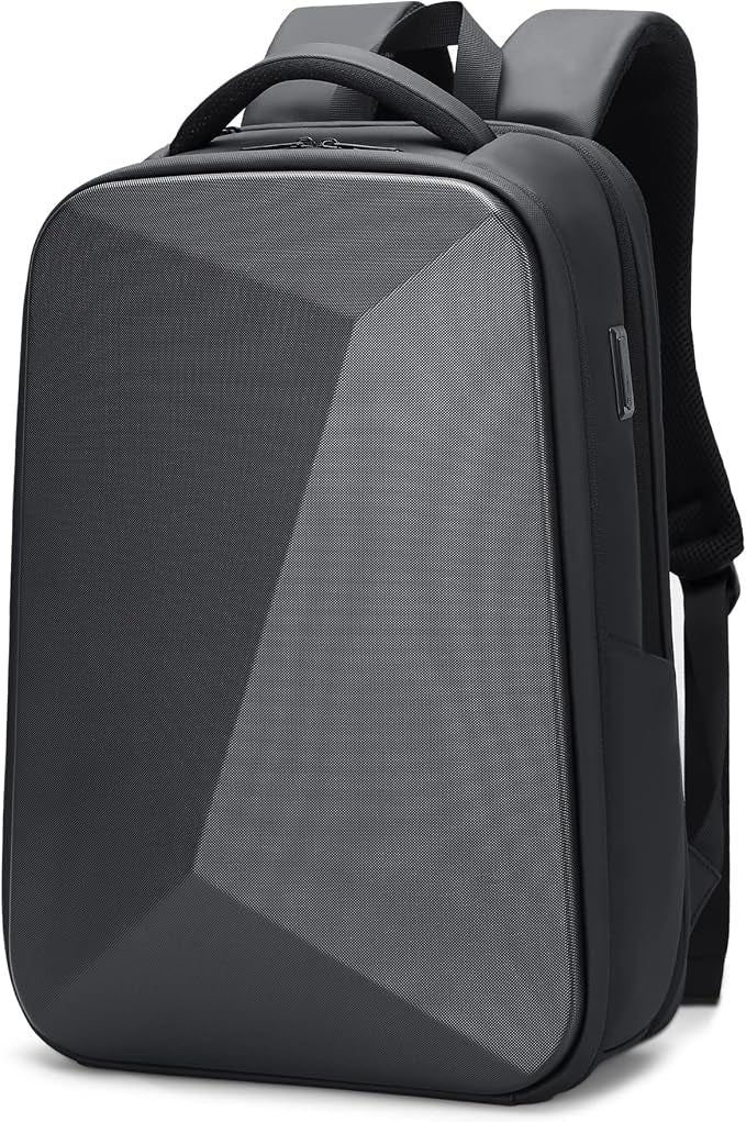 FENRUIEN Anti Theft Laptop Backpack for Men, Expandable Water Resistant Hardshell Backpack with USB Port, Black Business Travel Computer Bag 15.6 Inch by FENRUIEN