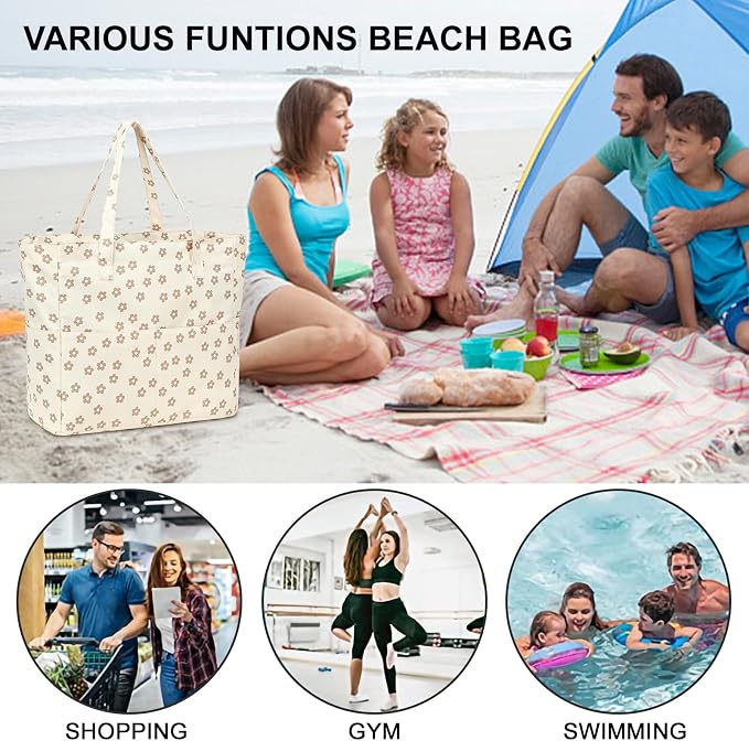 Bluboon Beach Bags for Women, Large Waterproof Tote Bag With Wet Compartment for Pool Weekender Travel Gym - Image 7