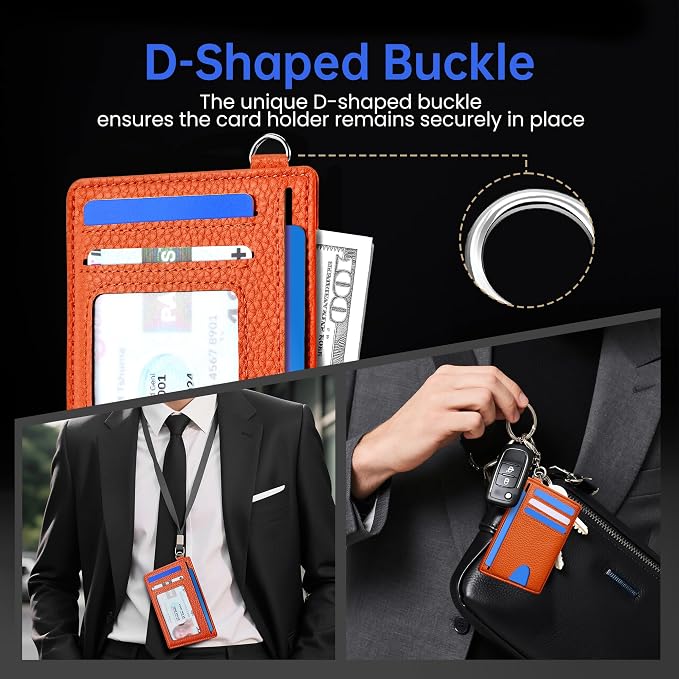 Mayski Slim Wallet, Credit Card Holder for Women, Minimalist Front Pocket RFID Blocking Card Cases, Small Wallet Women Men(Lichee Orange) - Image 7