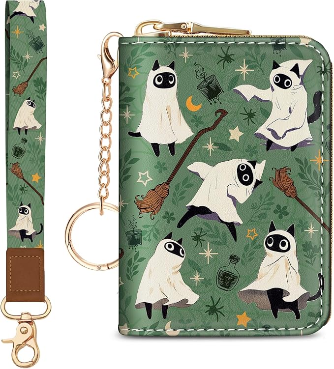 Blusabaca Women Credit Card Holder, Small RFID Wallet with Wristlet Strap | Removable Keychain, Case with Zipper, Vegan PU Leather, Cash Coin Pocket, Business Accordion Purse, Ladies Female Gift by Blusabaca