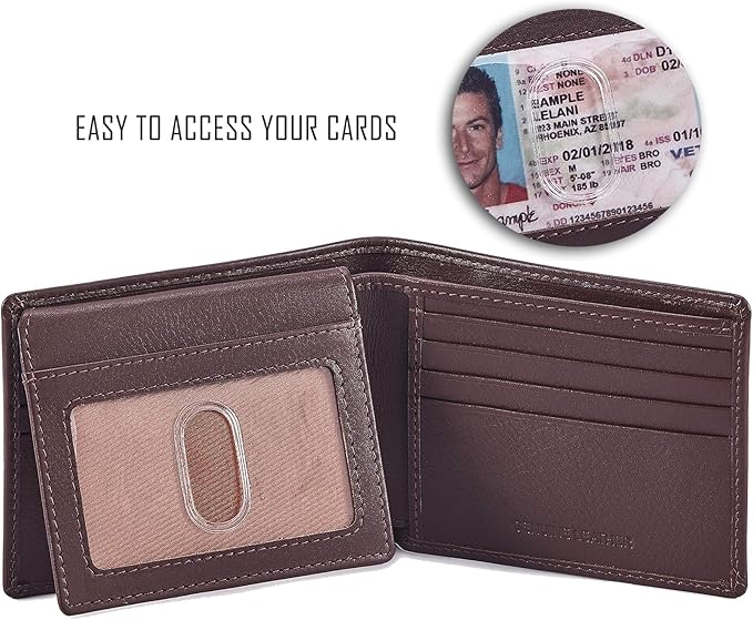 Wallet for Men Slim RFID Blocking Leather Bifold Minimalist 2 ID Windows Gift Box Carteras Para Hombres (NAPA, CHOCOLATE) - Image 2