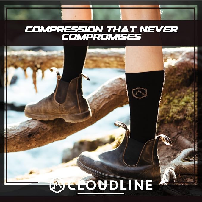 CloudLine - Merino Wool Graduated Compression Socks for Men and Women - Ultralight, Moisture Wicking, Made in USA - 1 Pair - Image 7