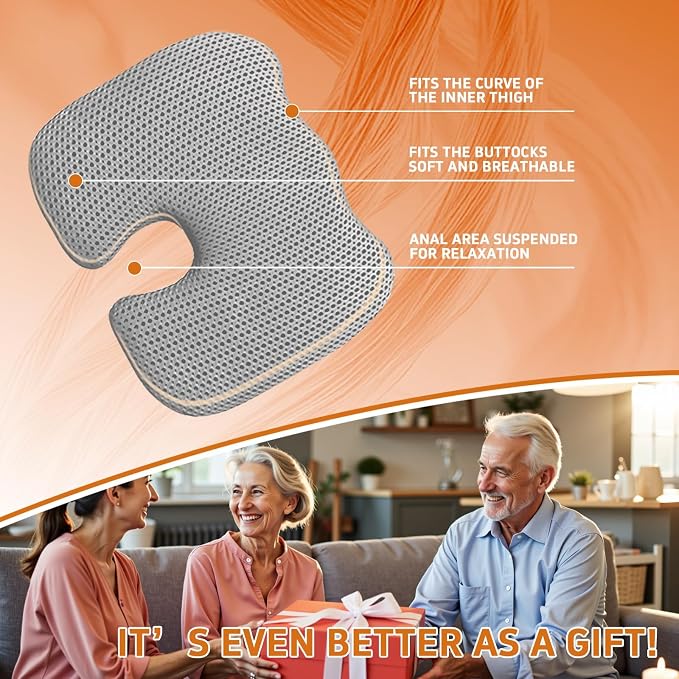 Gooo&Ma Air Fiber Seat Cushion, U-Shape Tailbone Comfort, Grey | Thin design for office/car, breathable air fiber cooling, ergonomic, washable, non-slip, portable, 17.7"x13.8"x1.6" - Image 8