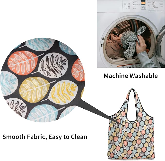REDSINDA Foldable Reusable Shopping Grocery Bags, Lightweight, Washable, Cute Packable Polyester Tote Bag - Image 4