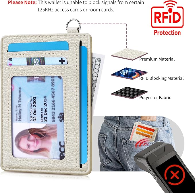 Mayski Slim Wallet, Credit Card Holder for Women, Minimalist Front Pocket RFID Blocking Card Cases, Small Wallet Women Men(Litchi Beige) - Image 5