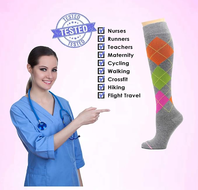 Dr. Motion 3 Pairs Therapeutic Graduated Compression Women's Knee-hi Socks - Image 6