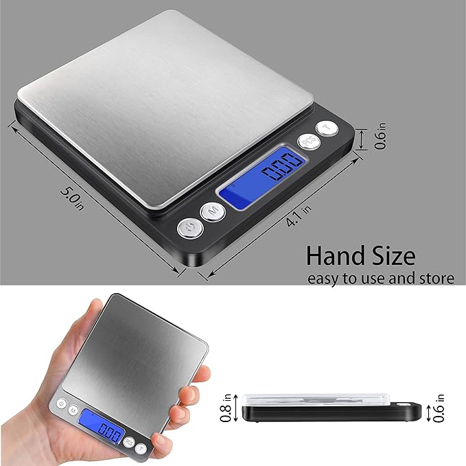 Fuzion Digital Gram Scale .01 Gram Accuracy, 500g Digital Jewelry Scale | Small Kitchen Food Scale with 2 Trays for Powder, Coffee, Gold, Coin, Small Reptile - Weight Gram and Oz - Image 3