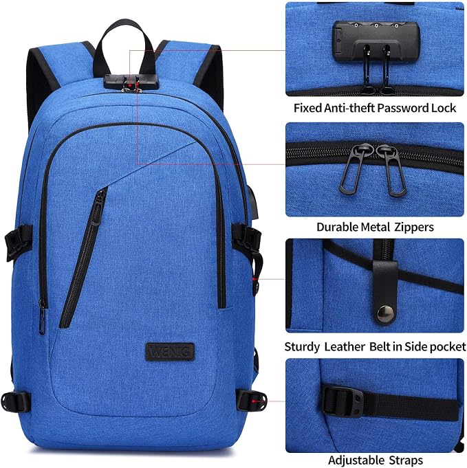 WENIG Durable Laptop Backpack Water Resistant Anti-Theft Bag with USB Charging Port and Lock, Slim Computer Business Backpacks for Women Men Fit 15.6 Inch Laptops - Image 5