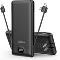 VEGER Portable Charger for iPhone, Power Bank Built in Cables and Wall Plug | 10000mAh,Ultra Slim&Compact,5 Outputs,LED Display,Flight-Safe,Travel Essentials Battery Pack for iPhone 17,iPad, Samsung,etc by VEGER