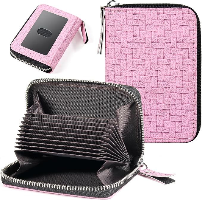 Credit Card Wallet, RFID Card Case Wallet, Zipper Card Cases Holder for Men Women, RFID Blocking, KeyChain Wallet, Compact Size Card Organizer Case for Women by Ecovision