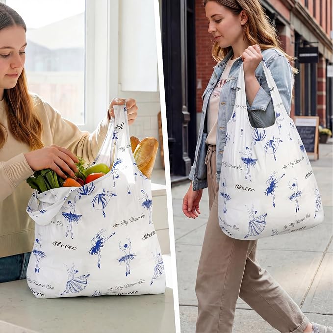 Stelle Lightweight Reusable Grocery Bag with Handles Ripstop Nylon Foldable Tote Shopping Bags for Travel and Groceries - Image 2