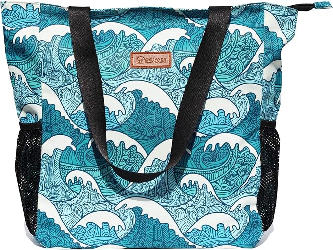 ESVAN Original Floral Water Resistant Large Tote Bag Shoulder Bag for Gym Beach Travel Daily Bags Upgraded - Image 3