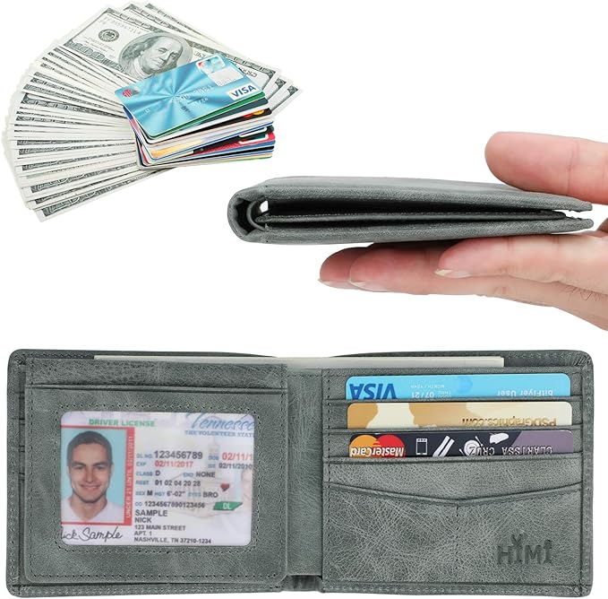 HIMI Wallet for Men-Genuine Leather RFID Blocking Bifold Stylish Wallet With 2 ID Window - Image 2