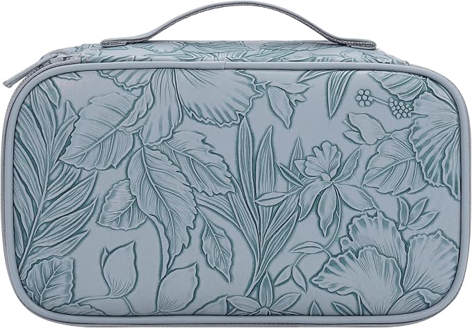 Relavel Cute Makeup Bag for Girls, Portable PU Leather Cosmetic Bag | Dual-layer Makeup Pouch with Brush Holder, Multi-Functional Preppy Toiletry Organizer for Travel, Daily Use - Flora Butterfly - Image 10