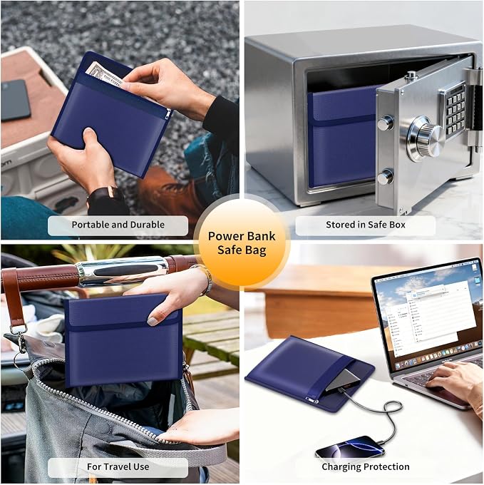 DocSafe Fireproof Document Bag (5200℉) with Fireproof Organizer Travel Case,Heat Insulated Fire＆Water Resistant 8 Layers Safe Money Bag Storage for Important Documents,Cash,Power Bank,Valuables,Blue - Image 6