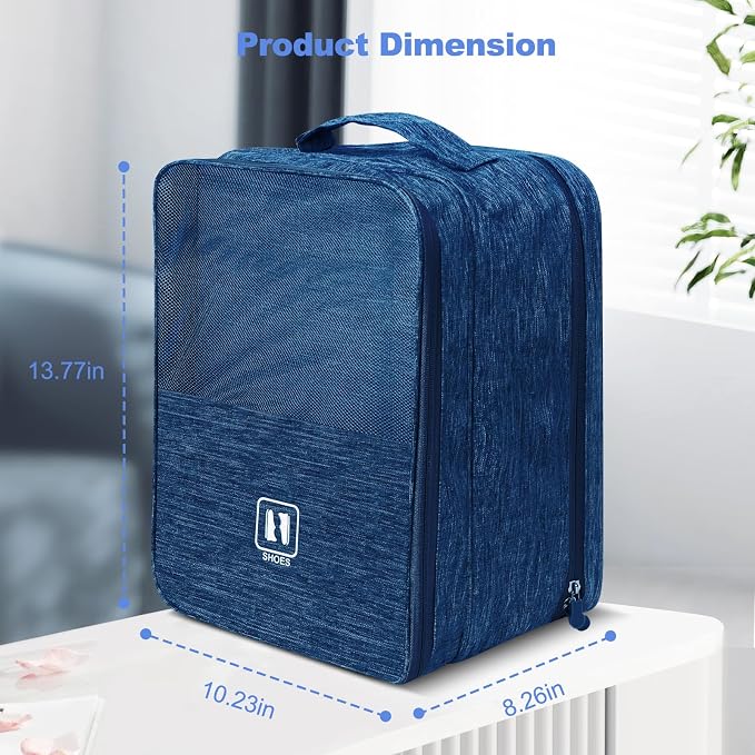 Shoe Bags for Travel,Holds 3 Pairs of Shoes,for Travel&Daily Use | Large Capacity Travel Shoe Bag,Golf Shoe Bag,Portable Dance Shoe Storage Pouch,Sneaker Storage Bag(Navy Blue) - Image 2