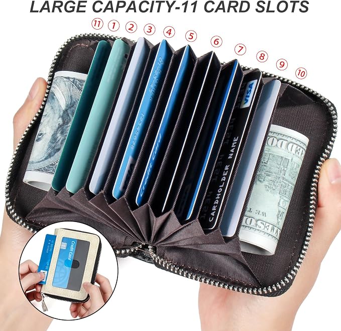 Credit Card Wallet, RFID Card Case Wallet, Zipper Card Cases Holder for Men Women, RFID Blocking, KeyChain Wallet, Compact Size Card Organizer Case for Women - Image 3
