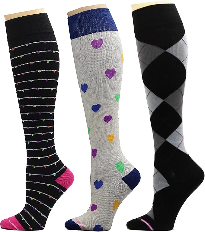 Dr. Motion 3 Pairs Therapeutic Graduated Compression Women's Knee-hi Socks by Dr.+Motion