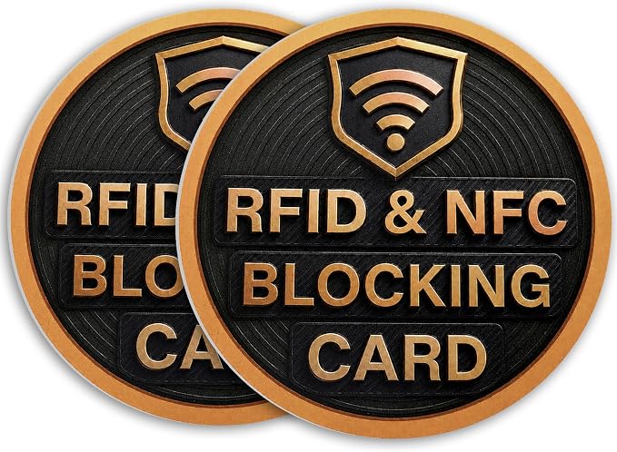 SaiTech IT 2 Pack Round Shape RFID Blocking Card for Credit Card, Black | Slim Anti-Theft Contactless NFC RFID Blocker Protector, Easily Fit into Wallet and Purse, for Men & Women by SaiTechIT