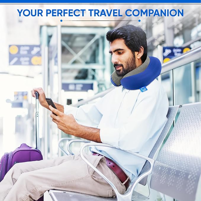 W.S. Sells Travel Neck Pillows for Airplanes - Pure Memory Foam with Ergonomic Design & Breathable Fabric - Travel Pillows for Airplanes & Cars - Set of Travel Essentials with Sleep Mask & Ear Plugs - Image 8