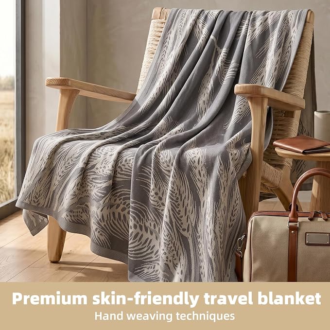 Travel Blanket Airplane - Ultra Soft & Lightweight Knit Design Compact Airplane Blanket,53x72 Inch,Stylish Travel Shawl Wraps for Flights,Office,Home Use,Travel Essentials & Gifts - Image 3