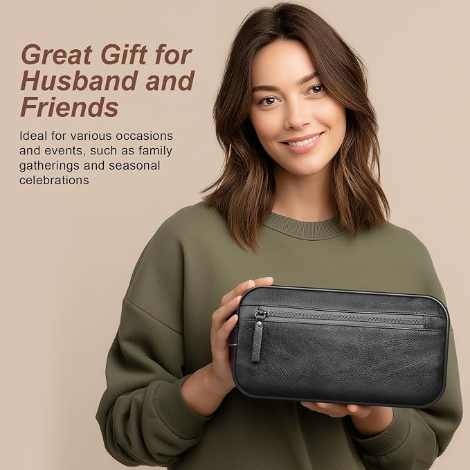 Travel Toiletry Bag for Men and Women, Travel Shaving Dopp Kit Water-resistant Bathroom Toiletries Organizer PU Leather Cosmetic Bags (Black) - Image 7