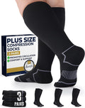 Pembrook Plus Size Compression Socks for Women Wide Calf - 3 Pairs, 20-30mmHg Extra Wide Calf Compression Socks, Up to 4XL by Pembrook