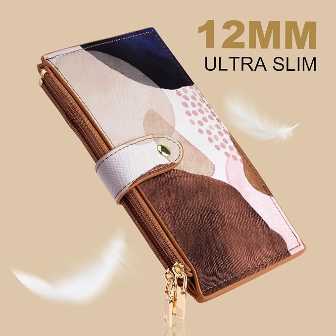 Travelambo RFID Wallet Women Large Size Bifold Multi Card Wallet Case with Zipper Pocke Credit Card Holder for Women - Image 7