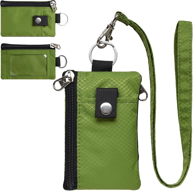 CHENSPRX Minimalist RFID Blocking Small Wallet with ID Window,WaterResistant Zip Id Case Wallet with Lanyard Keychain for Cards,Cash,Travel,Women,Men by CHENSPRX