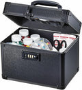 Lockable Security Storage Box - Shiny Black Safe Combination Lock Box, Cabinet Med Organizer, 10 x 7 x 7.9 Inches Safe Case for Documents, Valuables, Medicine & Money by AdazzoRollingMakeupCase