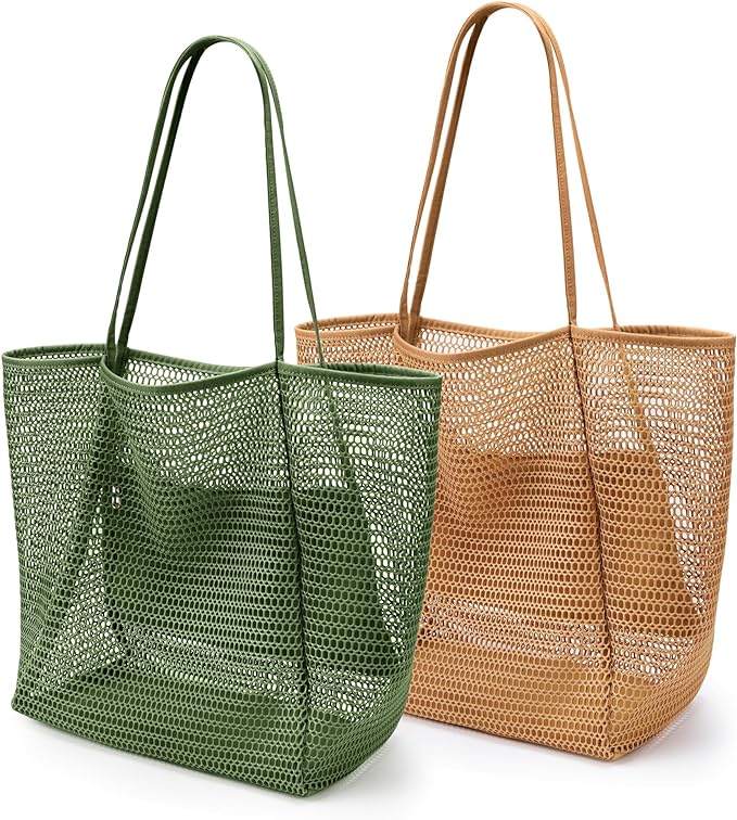 KALIDI Beach Mesh Tote Bag, Casual MAX 23L Summer Foldable Hobo Bag Women | Sandproof Widen Strap Large Shoulder Bag For Lake Pool Vacation Travel Picnic Grocery Market Shopping Carrier by KALIDI