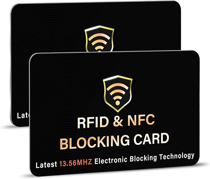 SaiTech IT 2 Pack RFID Blocking Card for Credit Debit ID Card, Black | Slim Anti-Theft Contactless NFC RFID Blocker Protector, Easily Fit into Wallet and Purse, for Men & Women by SaiTechIT