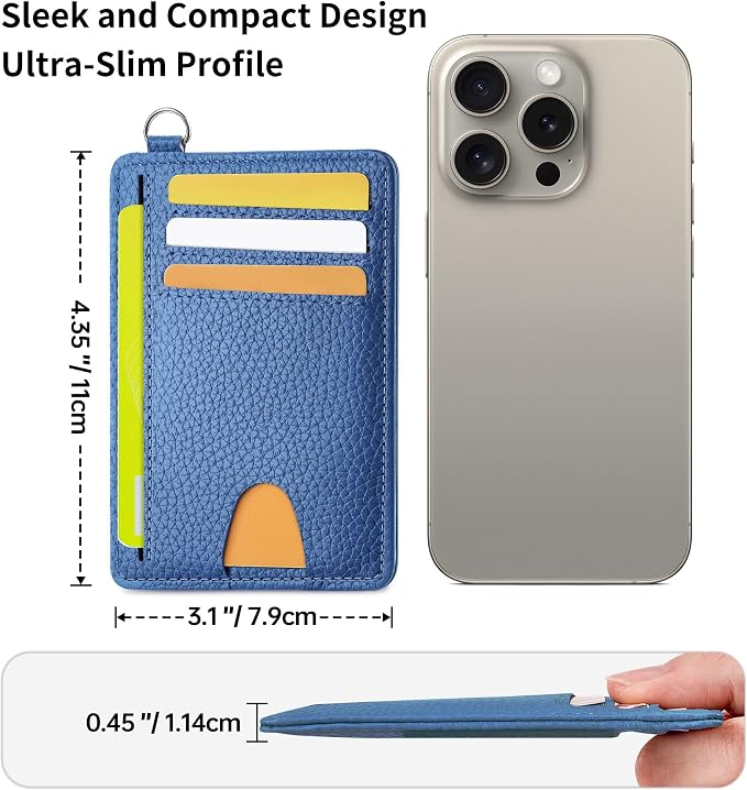 Mayski Slim Wallet, Credit Card Holder for Women, Minimalist Front Pocket RFID Blocking Card Cases, Small Wallet Women Men(Litchi Ocean Blue) - Image 7
